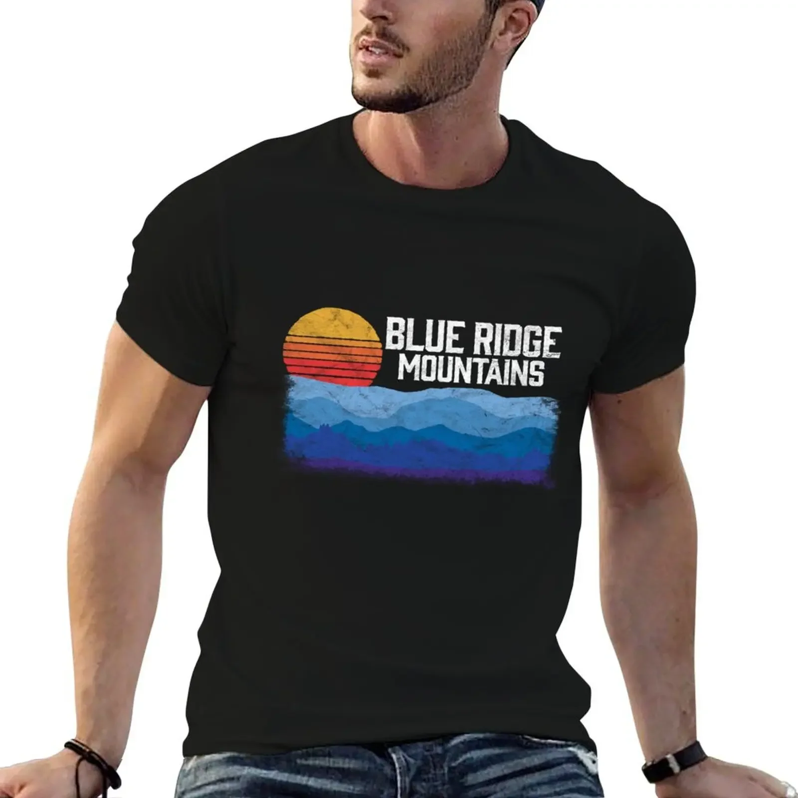 

Appalachian Blue Ridge Mountains Retro Style T-Shirt plus sizes blanks black t-shirts for men