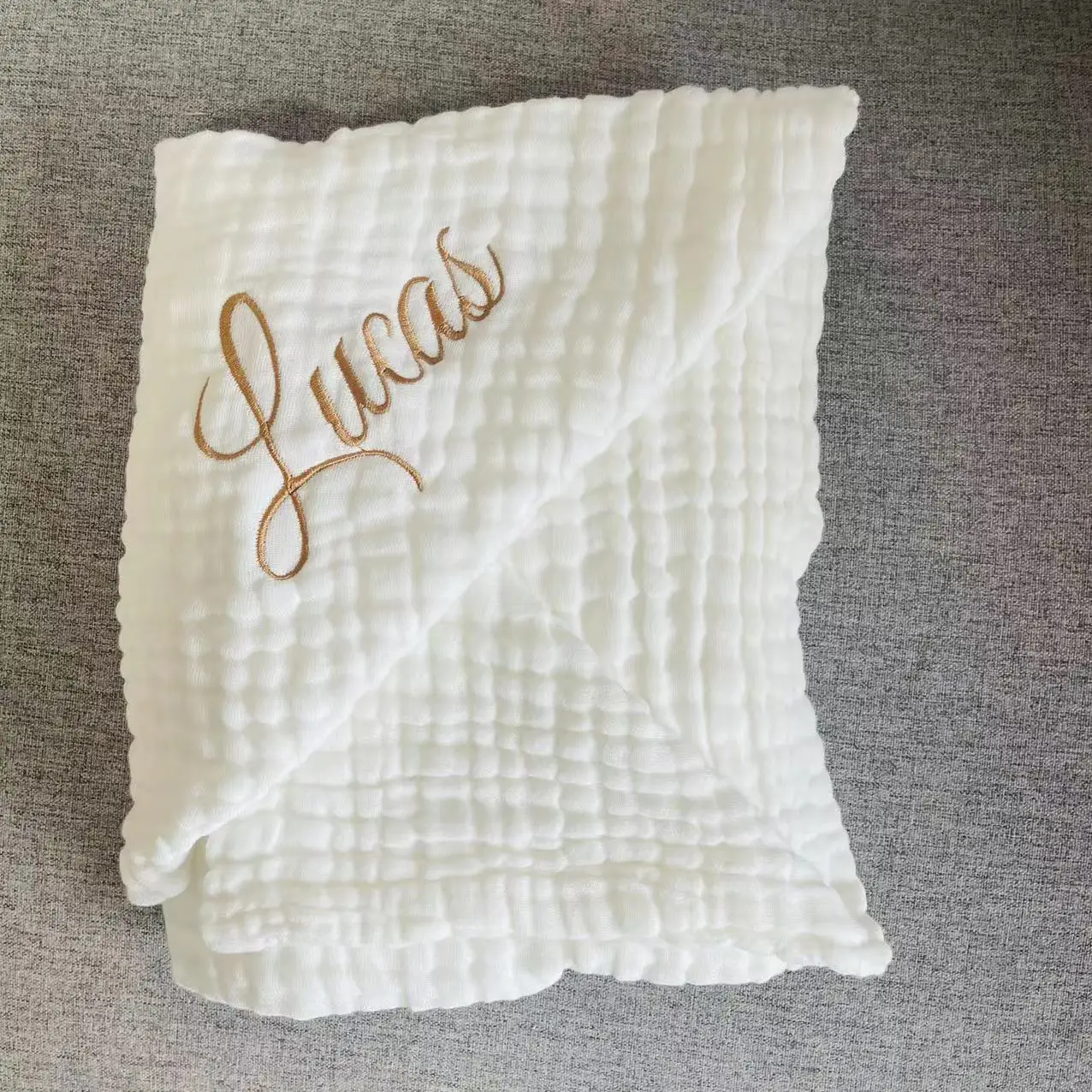 Couverture Personnalisée avec Nom du Bébé, Serviette de Bain en Coton, Literie Biologique, Couette en Mousseline pour Nouveau-Né, 6 Couches