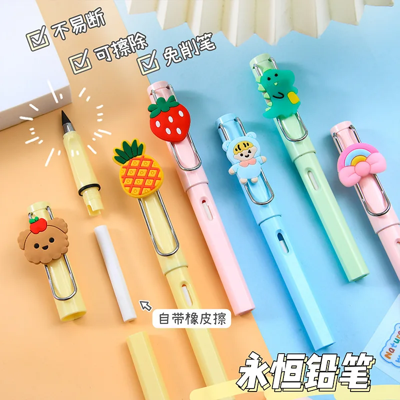 Unlimited Writing Pencil Cute Cartoon No Ink Eternal Pencils Kids Art Sketch Painting Tools Novelty School Supplies Stationery