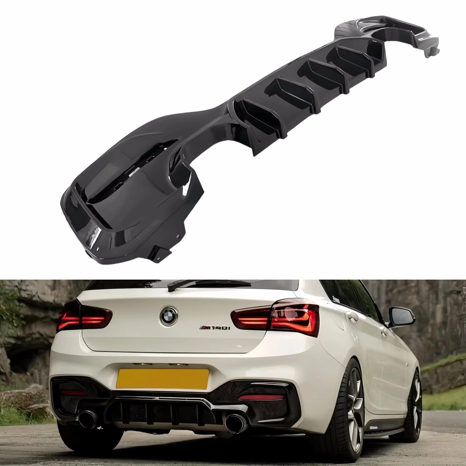 MP Style Gloss Black Car Rear Bumper Diffuser Splitters For BMW 1 Series M Sport F20 F21 M135i M140i 2015-2019 Tuning Body Kits