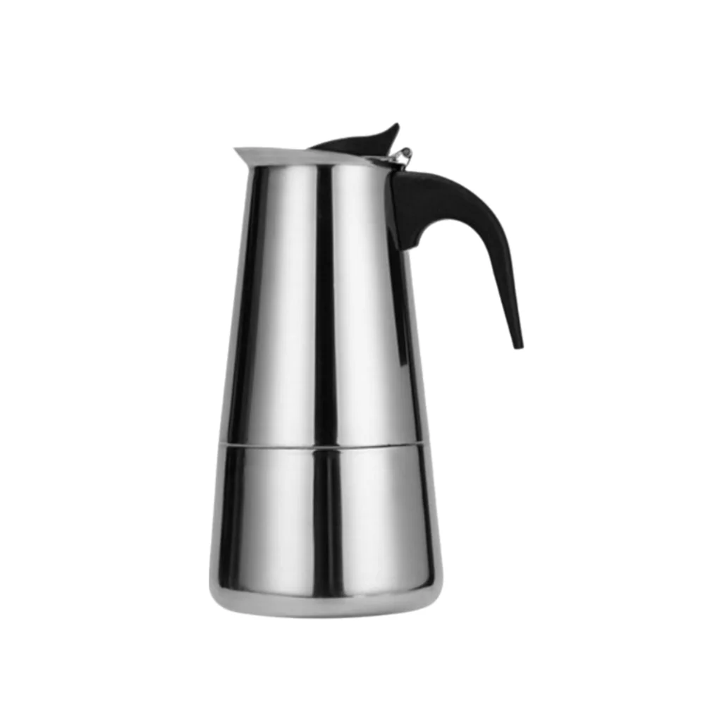 Stainless Steel Mocha Coffee Pot Sliver 200ml Capacity Espresso Coffee Maker Stove Top Compatible Easy Clean
