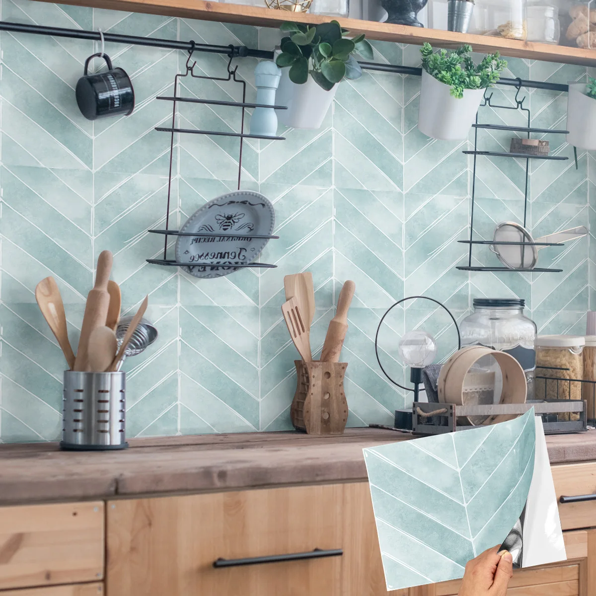 5/10/15/20pcs 3D Color Tiles Sticker, Self-adhesive Water Mold Resistant Tiles Backsplash for Kitchen Bathroom, House Renovation