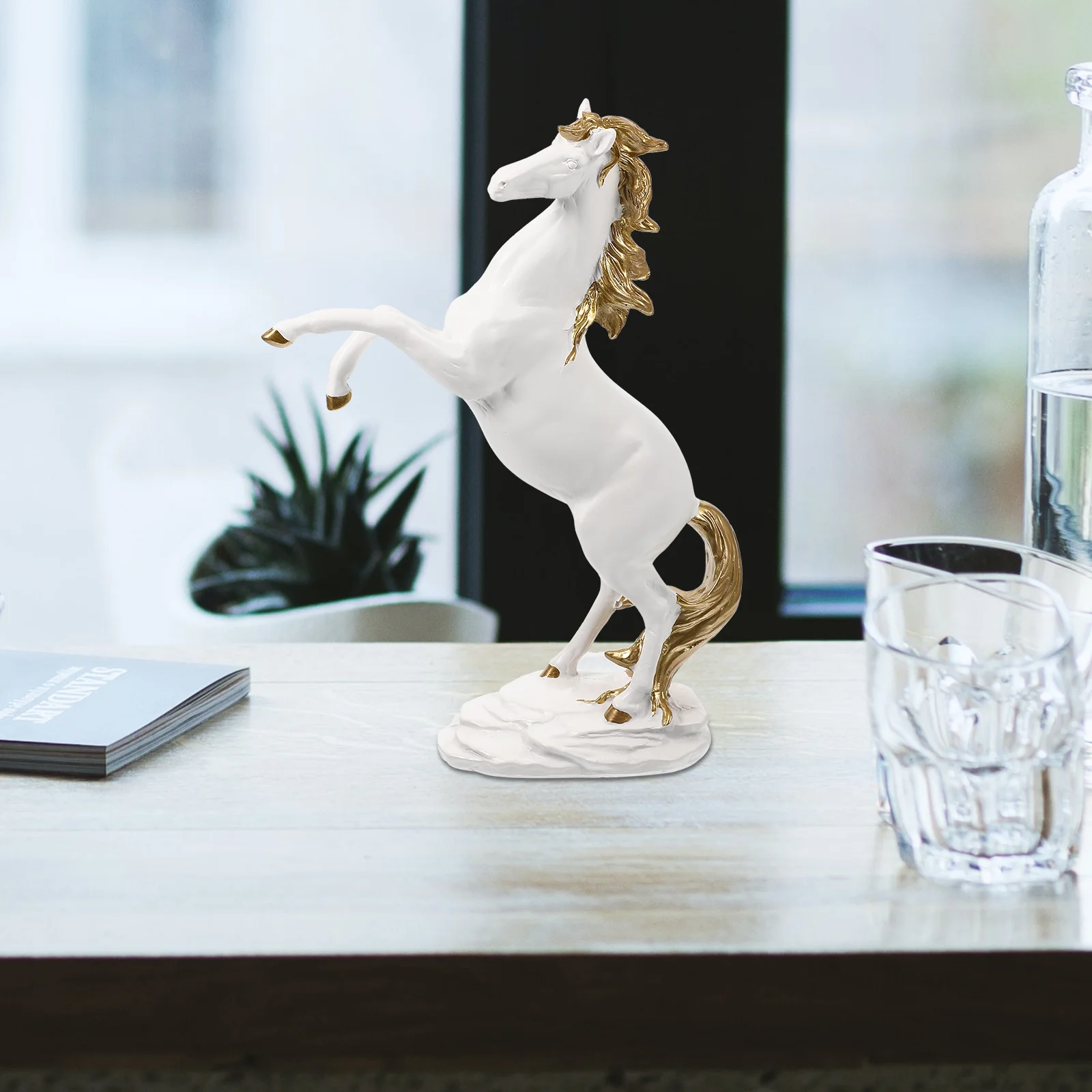 

Horse Statue Standing Horses Ornaments for Living Room Decor Home Sculpture Desktop Handicraft Crafts Resin Figurine