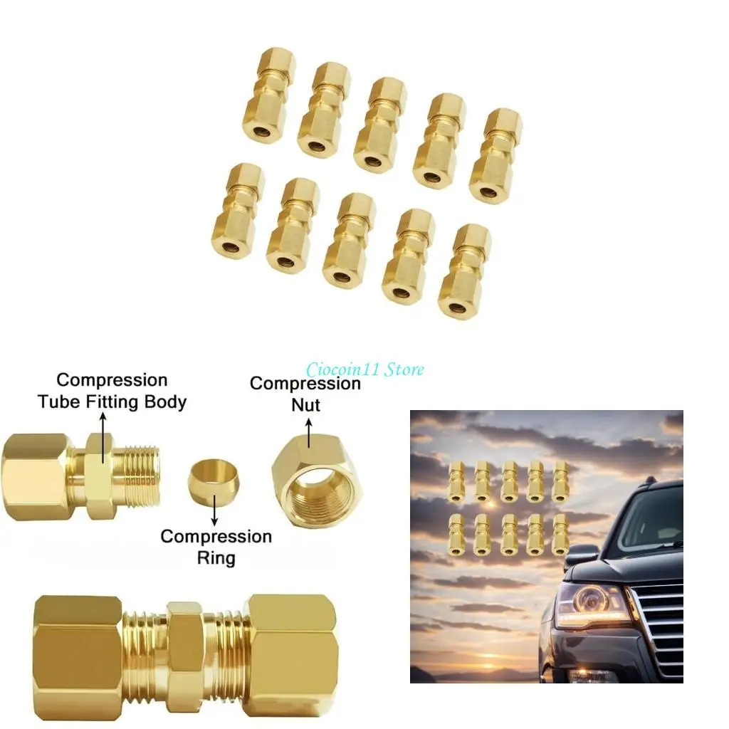 

Y1UB Universal Vehicle Repair Part 4.75mm 3/16Inch Brake Line Connectors Compression Tube Fitting Brake Line Adapter Fittings