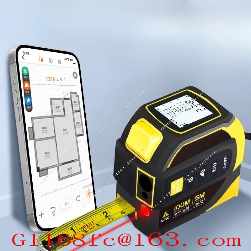 Smart Tape Measuring Bluetooth Distance Meter Room Measuring Tool 5m Tape Measuring 40m/60/80/100 M Crosshairs