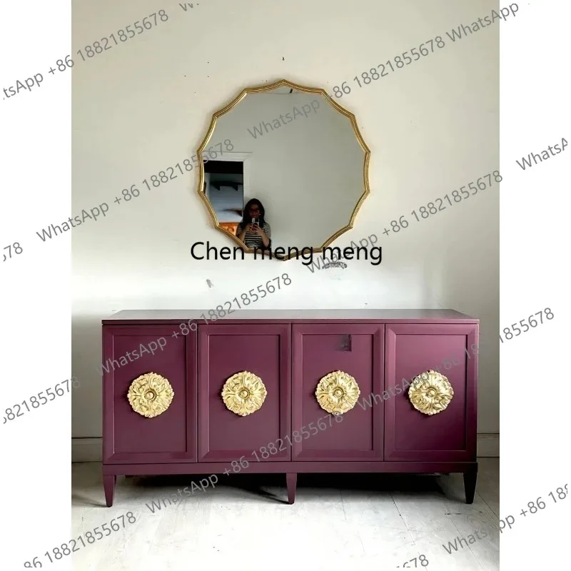 

F150 fashion entrance solid wood carving into the house against the wall dining side cabinet French simple storage side cabinet