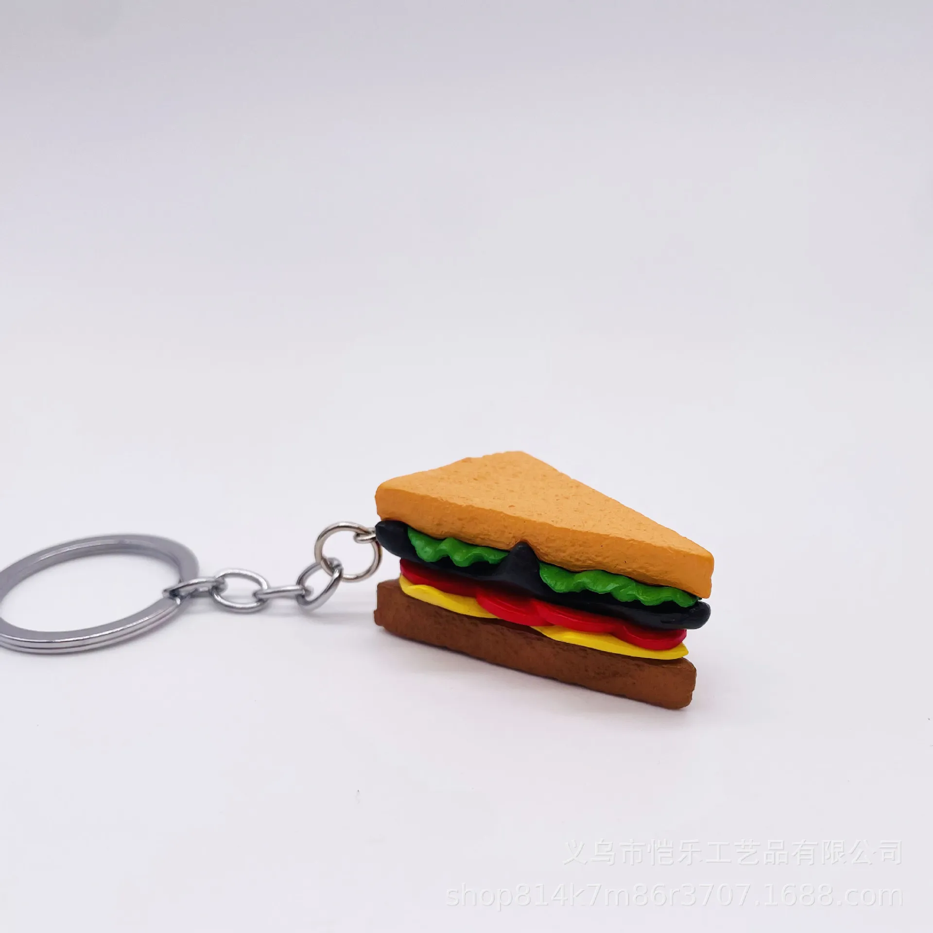 keychain sandwich Food Keychain Lovely Burger French Fries Pizza Hot Dog Backpack Ornament Cartoon King Ring Holder For Daily