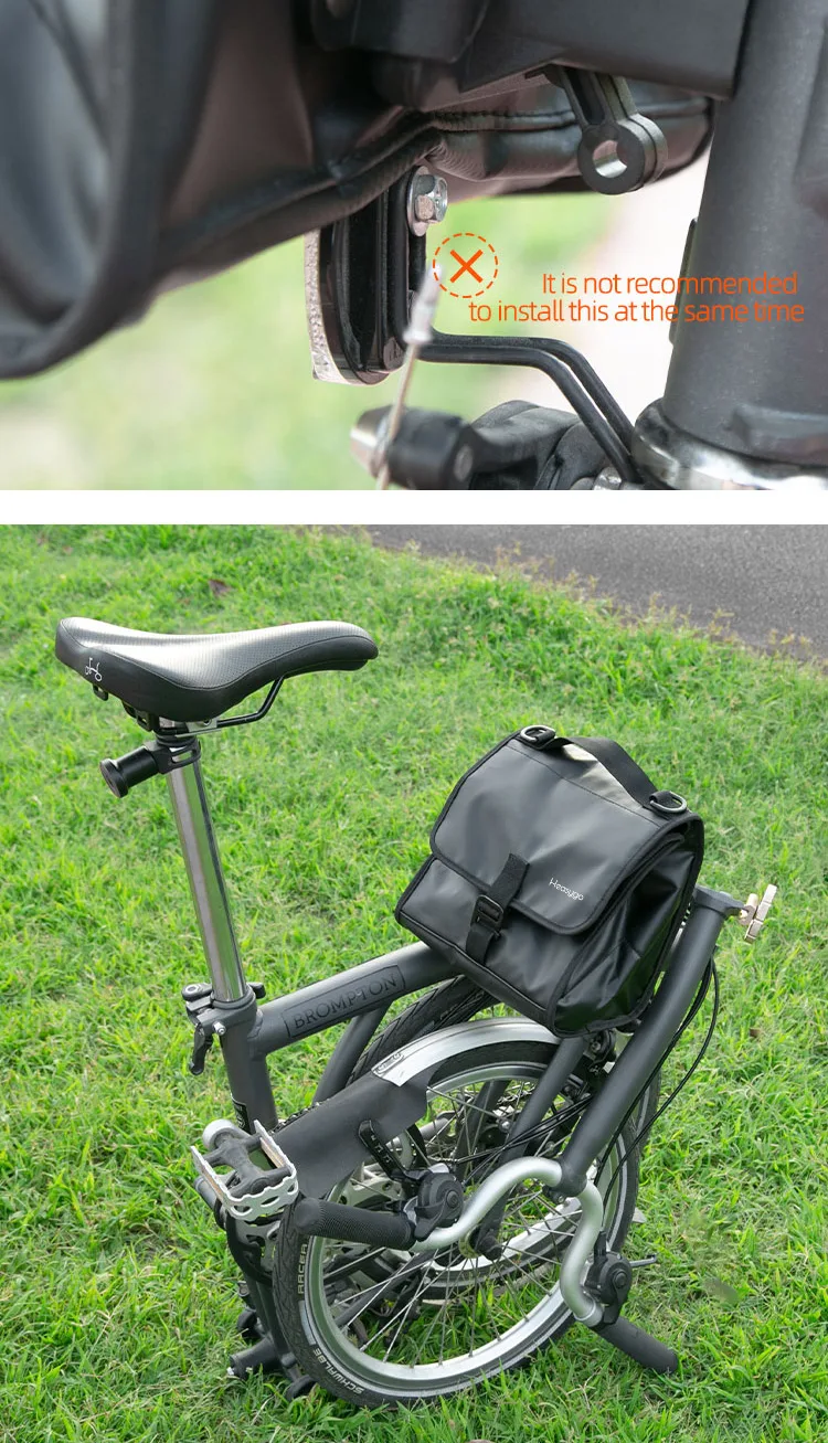 Heasygo 2505 Fahrrad-Lenkertasche mit Schnellverschluss für Brompton Vorderrohrkorb, Isoliertasche, Rahmenmontage mit Schweinenasenverschluss – Detail 16