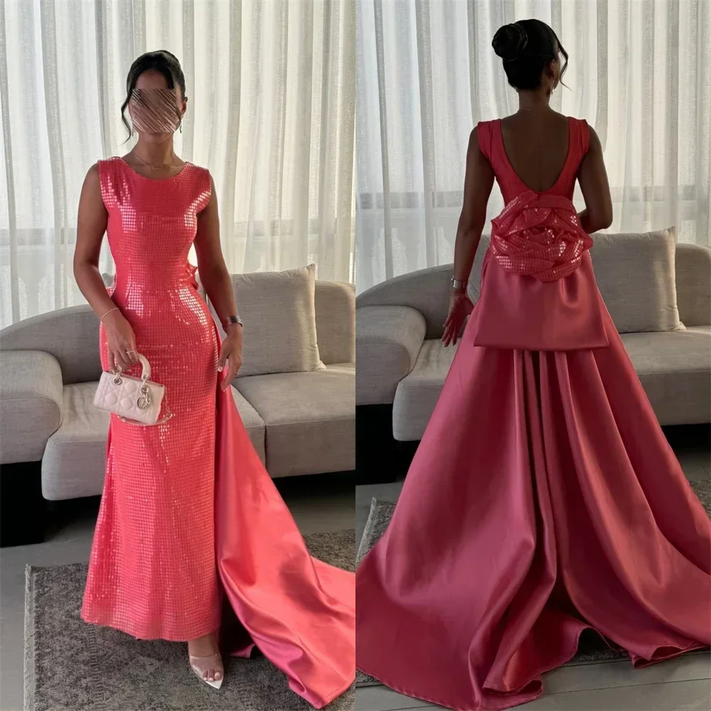 

Customized Evening Gown Prom Dress Strap A-line Floor Length Open Back Ribbon Bow Bespoke Occasion