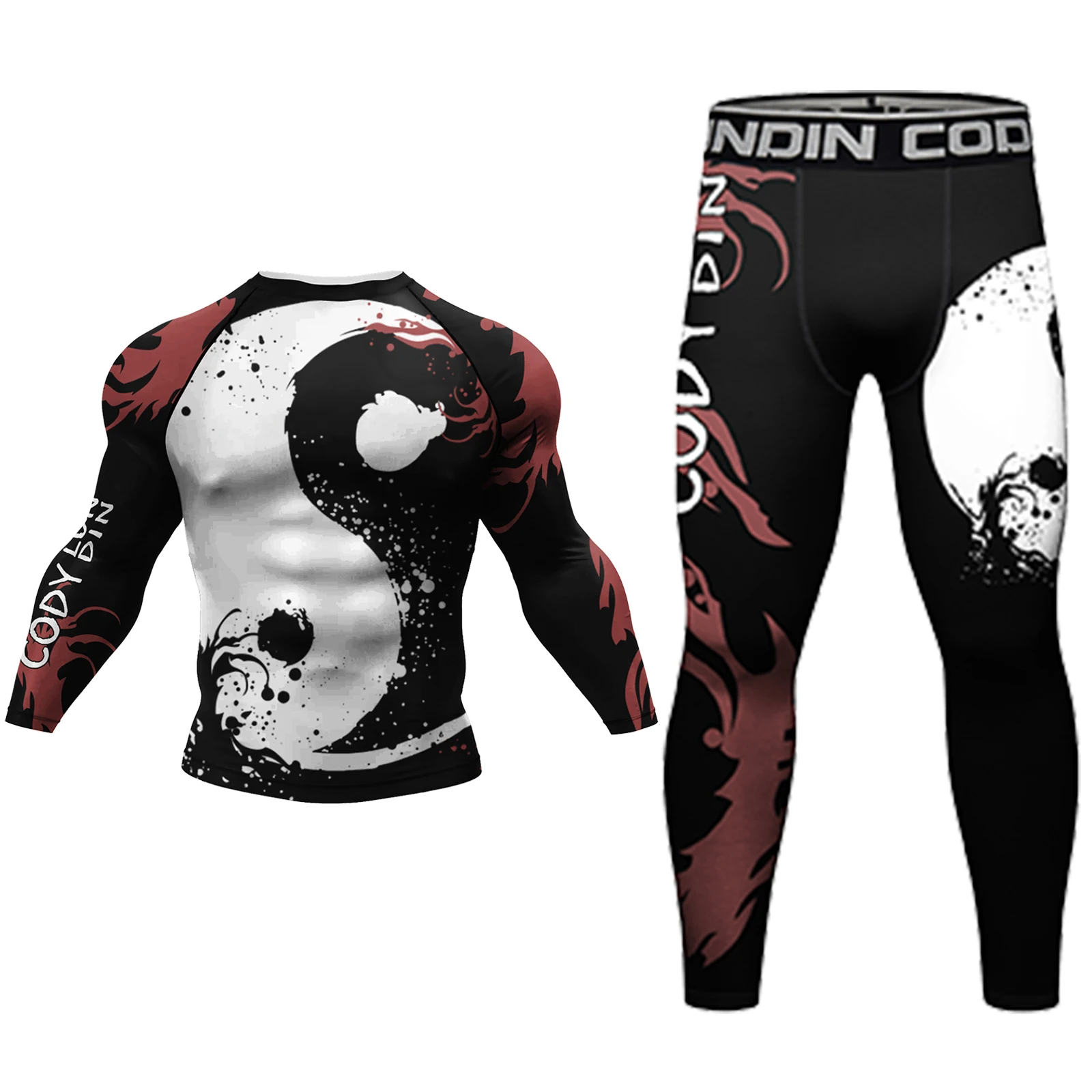 Cody Full 3D Print Compression Long Sleeve Bjj High Quality T Shirt Custom Design Muay Thai Shorts for Men Gym Fitness Sets