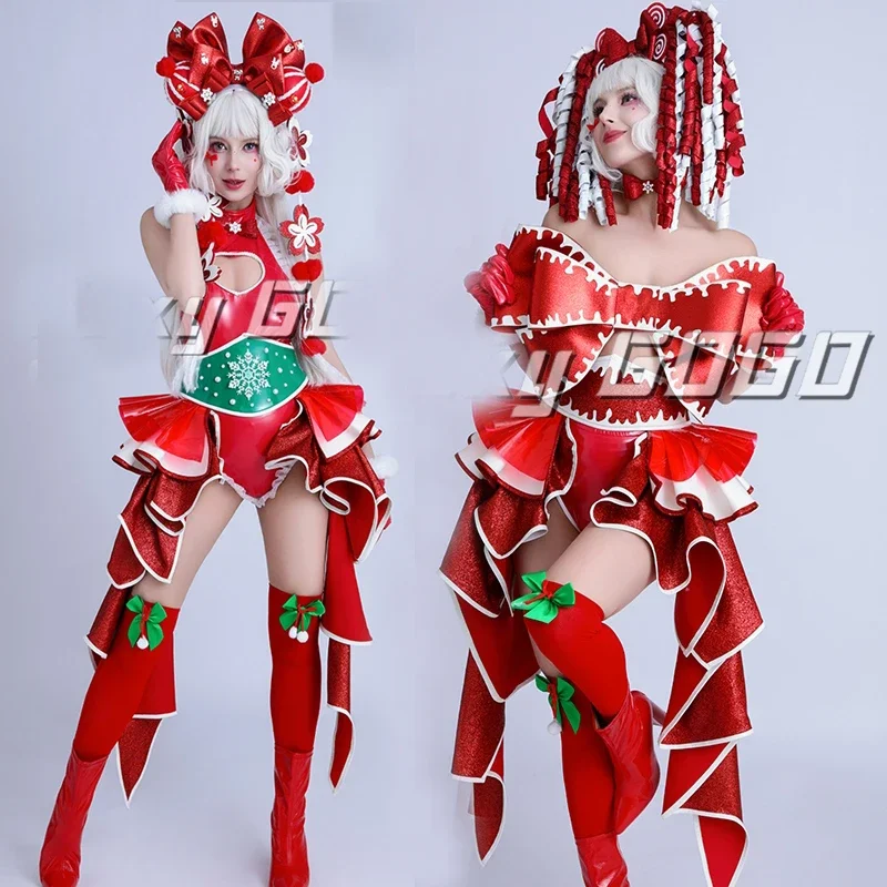 Damskie stroje do gogo dance, świąteczne ubrania do pole dance, cosplay, strój festiwalowy, klub nocny, DS, DJ, pokaz sceniczny, rave, XS7490