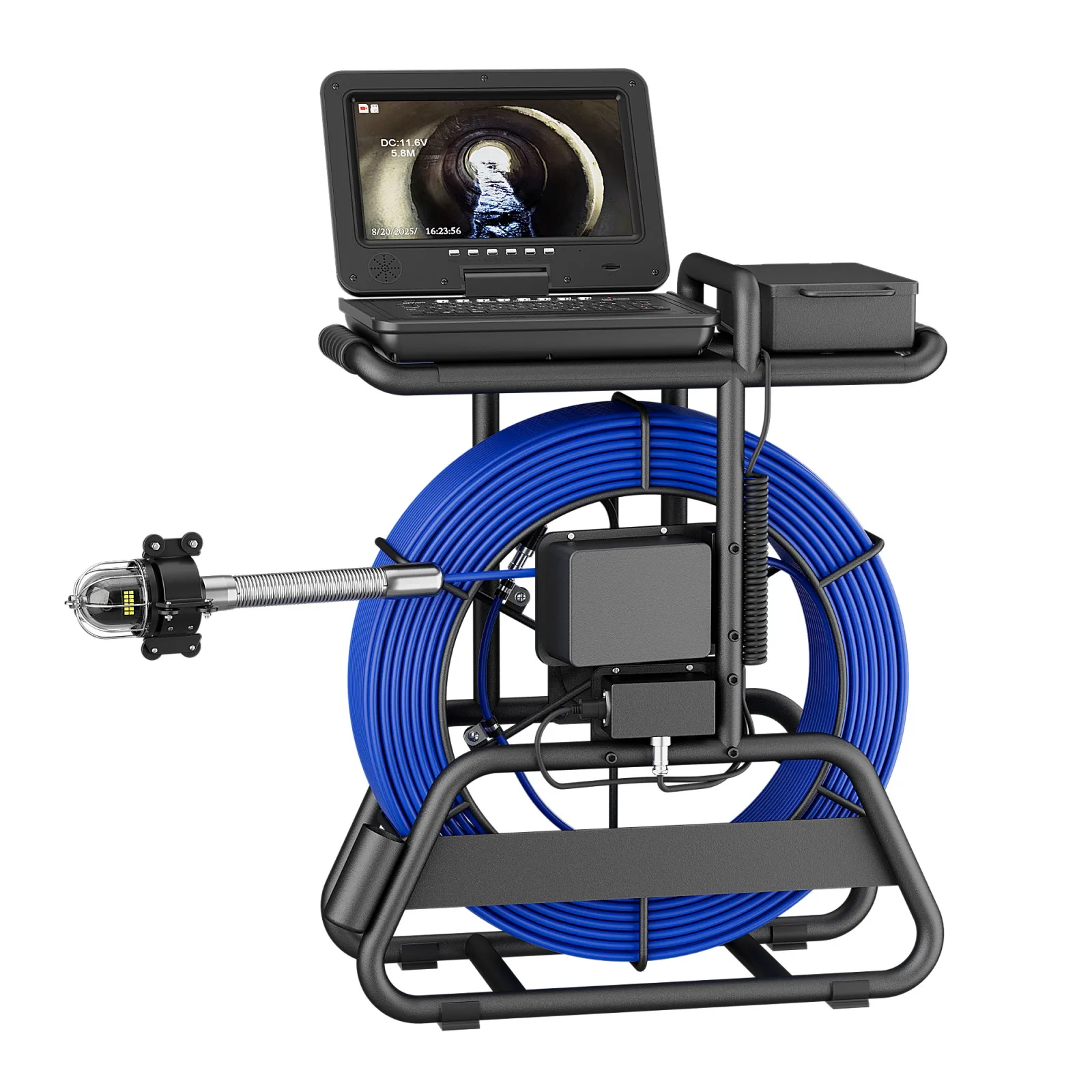 10" IPS 360° Rotating 60MM Sewer Camera with 512Hz Transmitter 50-100M 7mm Cable 4500mAH Battery Industrial Endoscope with DVR - Image 2