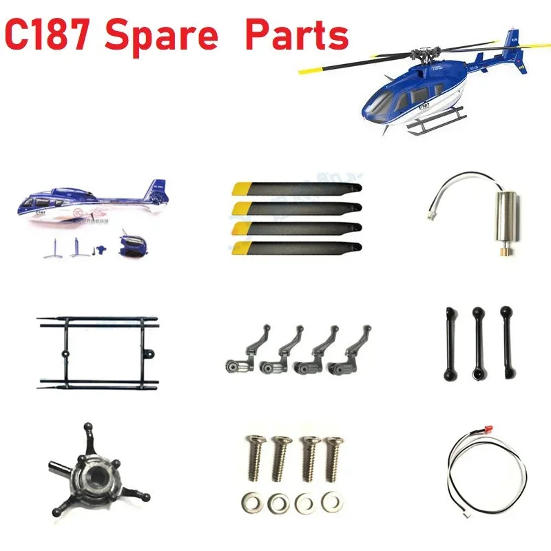 Spare Parts For RC EAR C187 EC135 RC Helicopter Body Shell Propeller Tail Blade Rotor Head Motor Receiving Board Landing Gear
