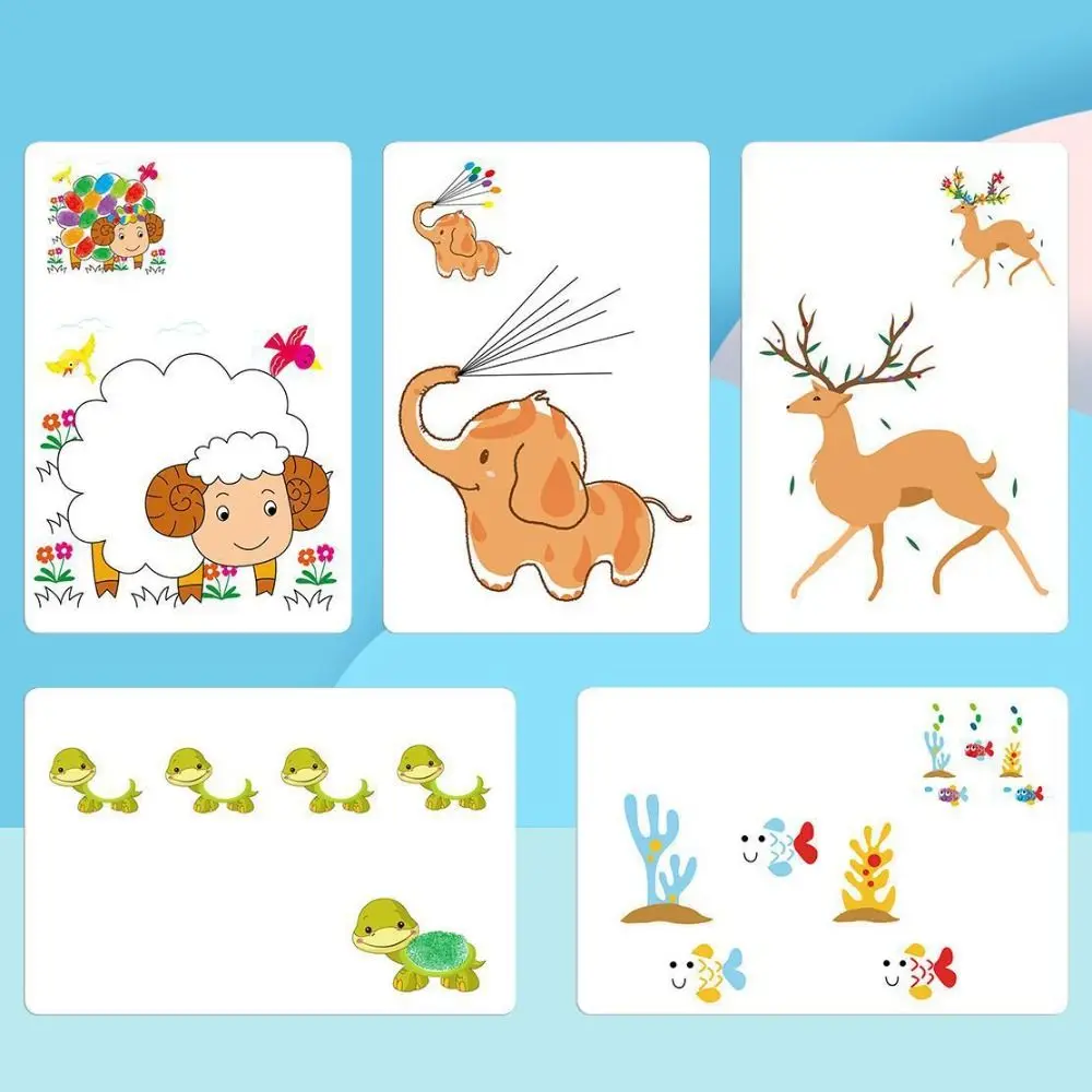 Creative Drawing Coloring Books Handmade Cartoon Animal Finger Painting Set Thick Early Learning Graffiti Drawing Toys Toddler