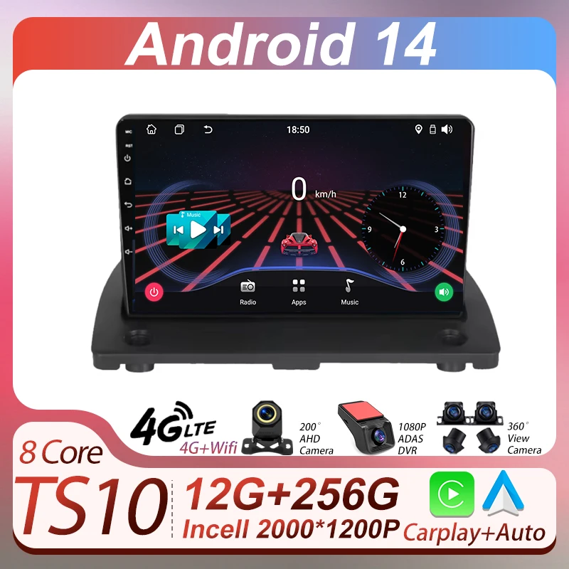 

2 Din Android 14 Autoradio Car Radio Multimedia Player For Volvo XC90 XC 90 2004-2014 GPS Navigation Carplay Stereo 5G Wifi BT