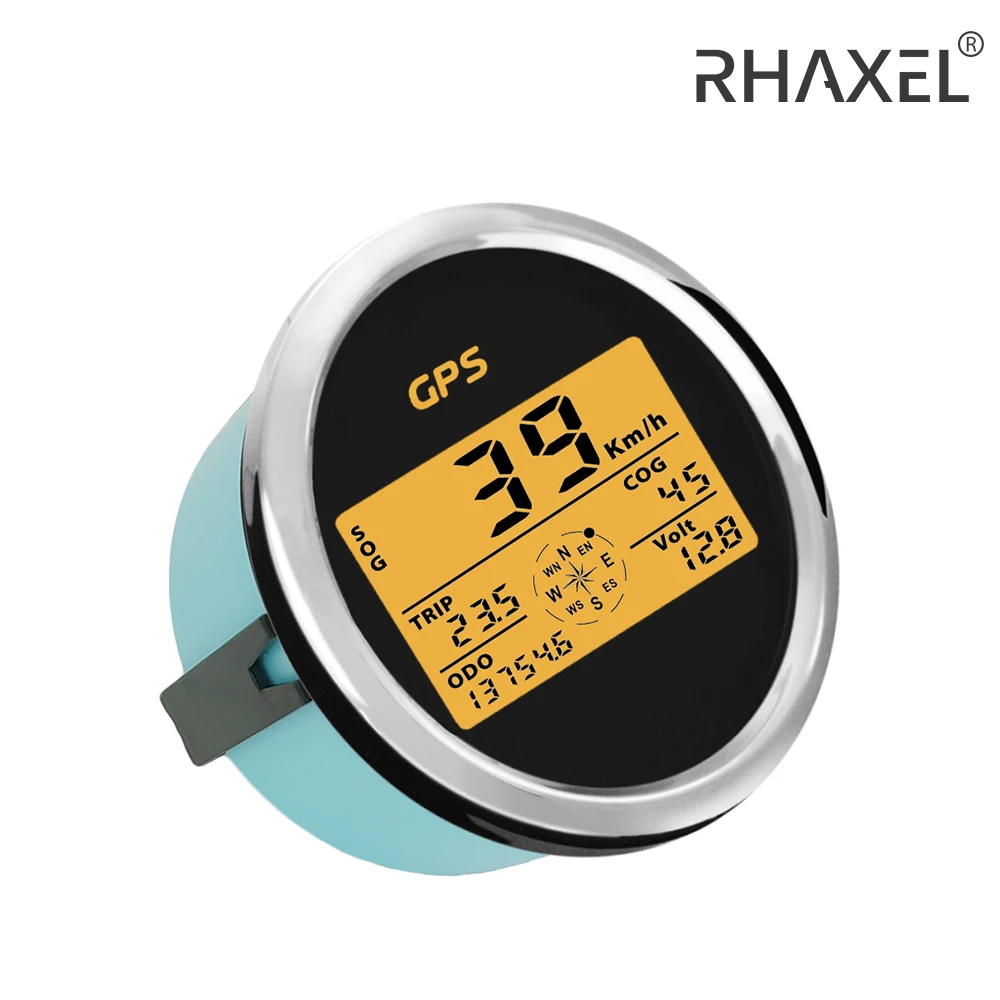 

RHAXEL 3 3/8'' Universal GPS Speedometer Gauge 0-999km/h knots MPH with 8 Colors Backlight for Sailboat RV Racing ATV 12V 24V