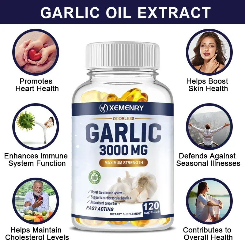 

Garlic Supplement - Promote Digestion, for Heart, Immune System and Cardiovascular Health Support Nutrition Supplement