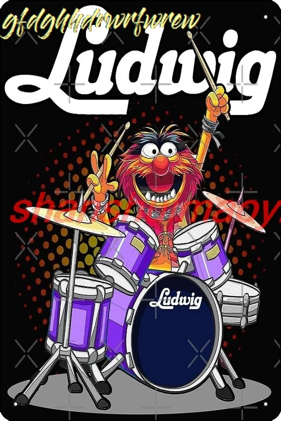 ANIMAL DRUMMER LUDWIG DRUMS Photographic Print Metal Tin Sign 12 X 8 Inch Funny Man Cave Home Office Bar Decor sign