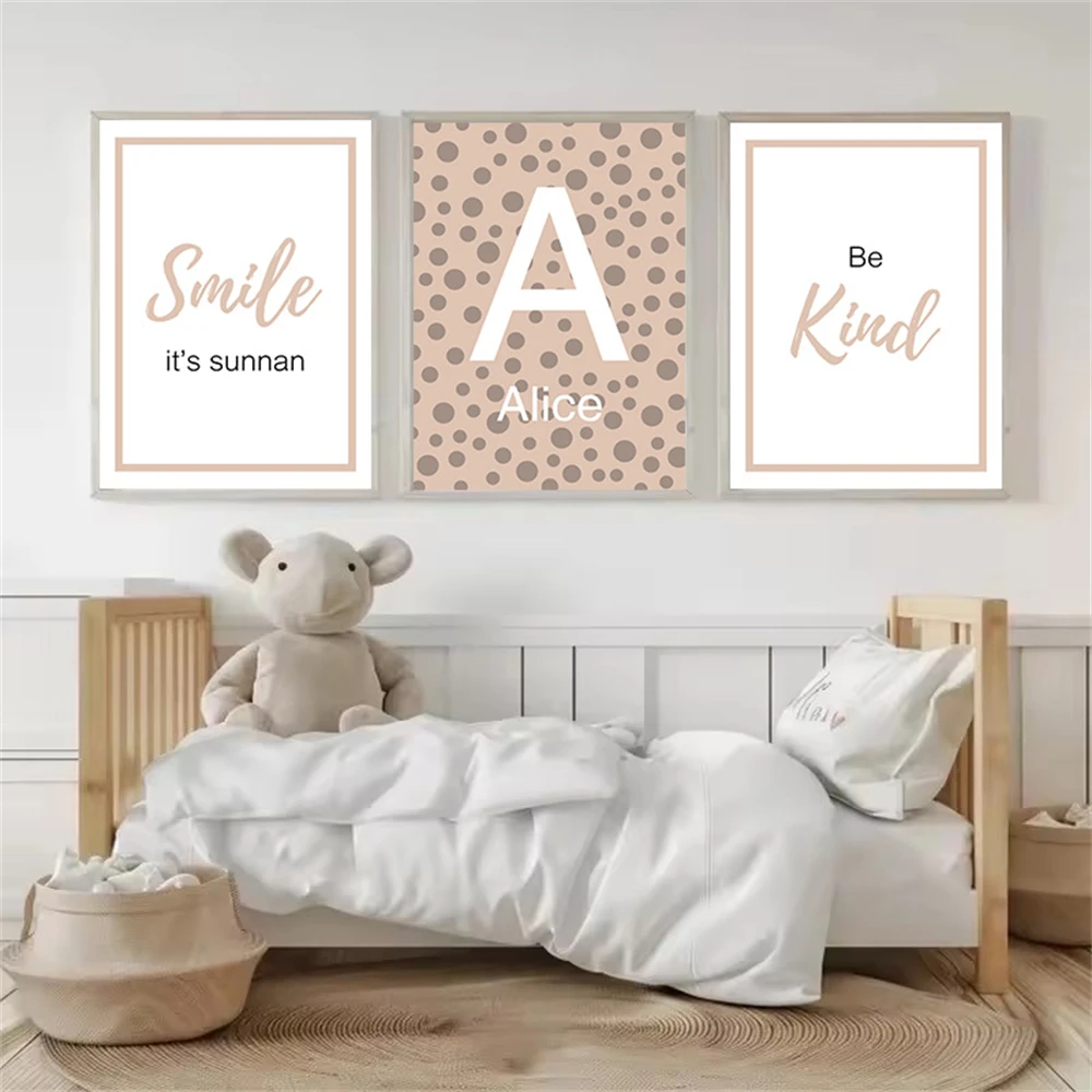 Kind Smile Quote Islamic Print Canvas Paintings Custom Name Poster Nursery Wall Art Nordic Posters Pictures Kids Room Decoration