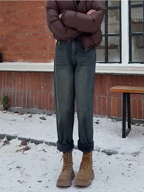 Jeans Harlan Ricamati Stile Retrò Americano, Jeans a Gamba Dritta Snellenti da Donna, Jeans Dad a Vita Alta, Abbigliamento Casual in Denim