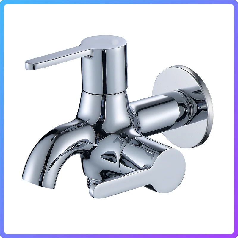 Stainless Steel Washing Machine Faucet 1in 2 Out Multifunctional Water Tap Double Bibcock Outdoor Garden Washing Machine Mop Tap