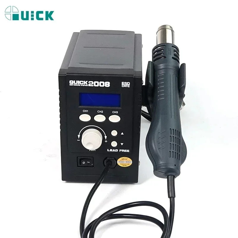 QUICK 2008 Original ESD Lead-Free Digital Display Heat Gun Welding Rework Soldering Station Maintenance Air Gun Mobile Phone