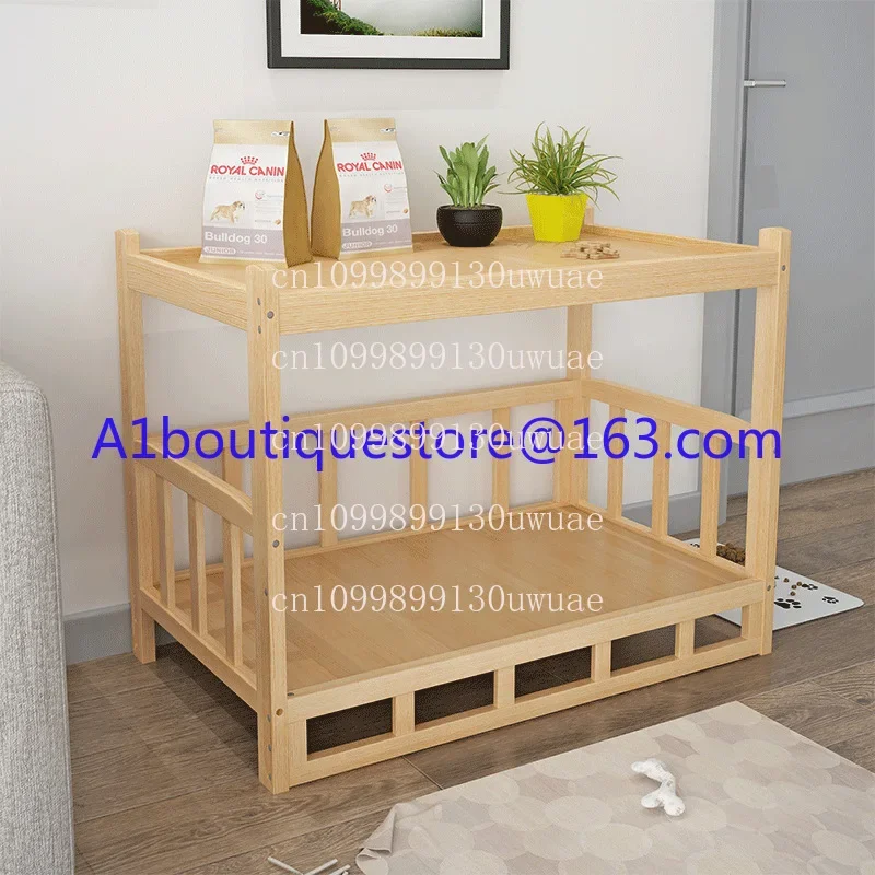 

Solid Wood Dog Kennel, Puppy Bed, Polished and Smooth, Detachable Pet Accessories, Golden Retriever