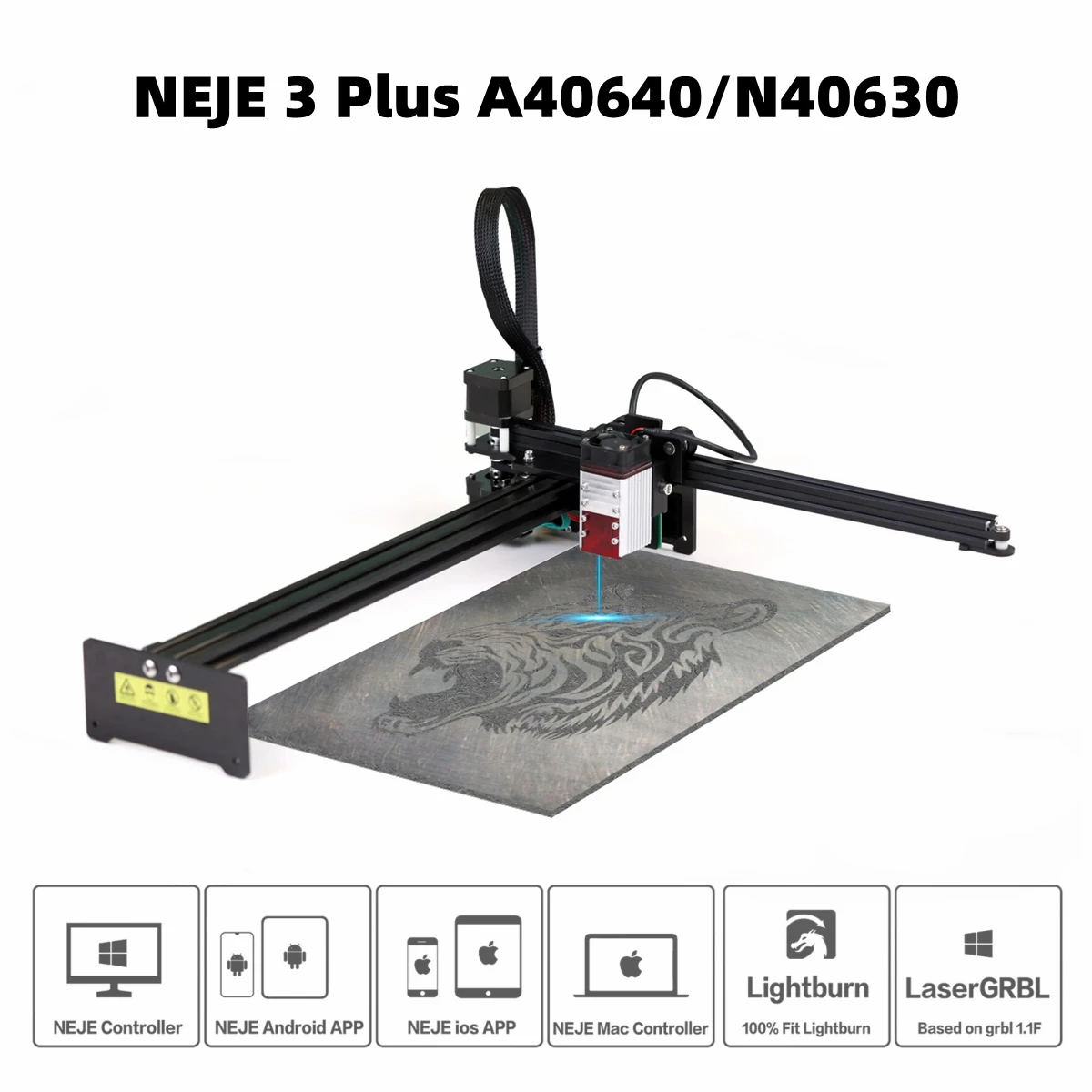 NEJE 3 Plus A40640/N40630 80W CNC Laser Engraver Wood Cutter Printer Metal Engraving,High Power Fast Cutting Machine