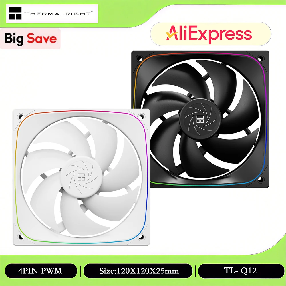 

Thermalright TL-Q12 1/3/5 PCS Computer Case Fan, Fans ARGB 120mm, Noise Reduction Design/7 Fan Blades/Full-View Lighting Effects