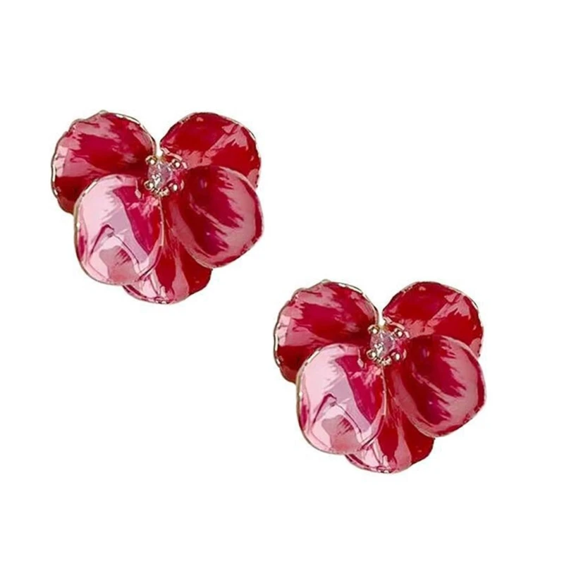 Women\'s Ear Studs for a Sophisticated Touch Elegant Colorful Flower Pattern Earrings Jewelry Accessories for Daily Wear