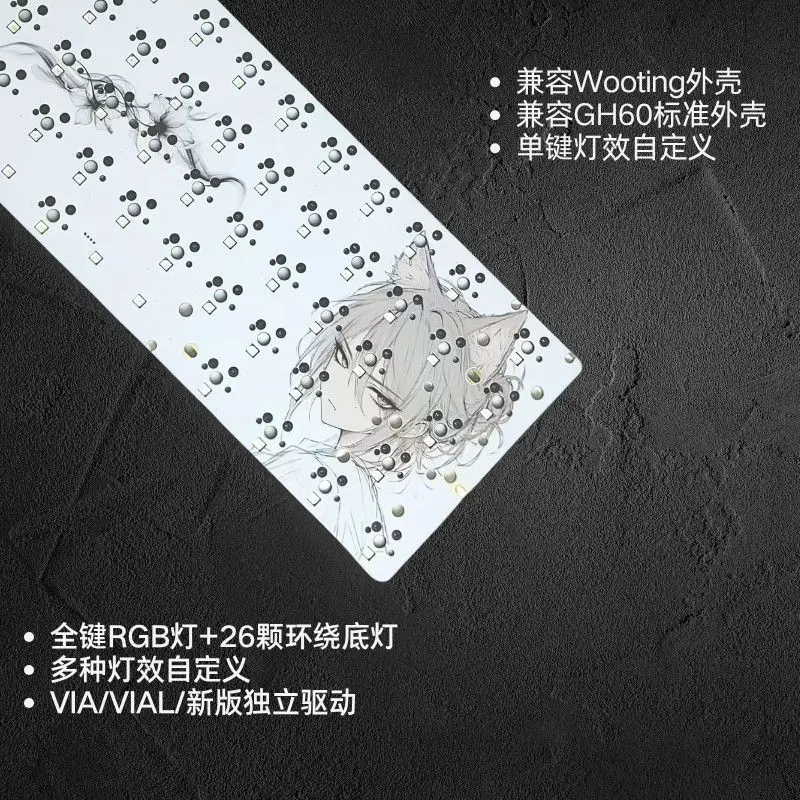 GBox61 Keyboard PCB GH60 PCB Wired Custom  RGB Hot-Swappable VIA Keyboard positioning board for wooting Gifts