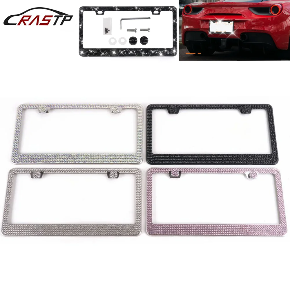 

RASTP-1PC 31*16CM Bling License Plate Frames Rhinestone Diamond License Plate Frame Fits‌ US And Canadian Standards BTD048
