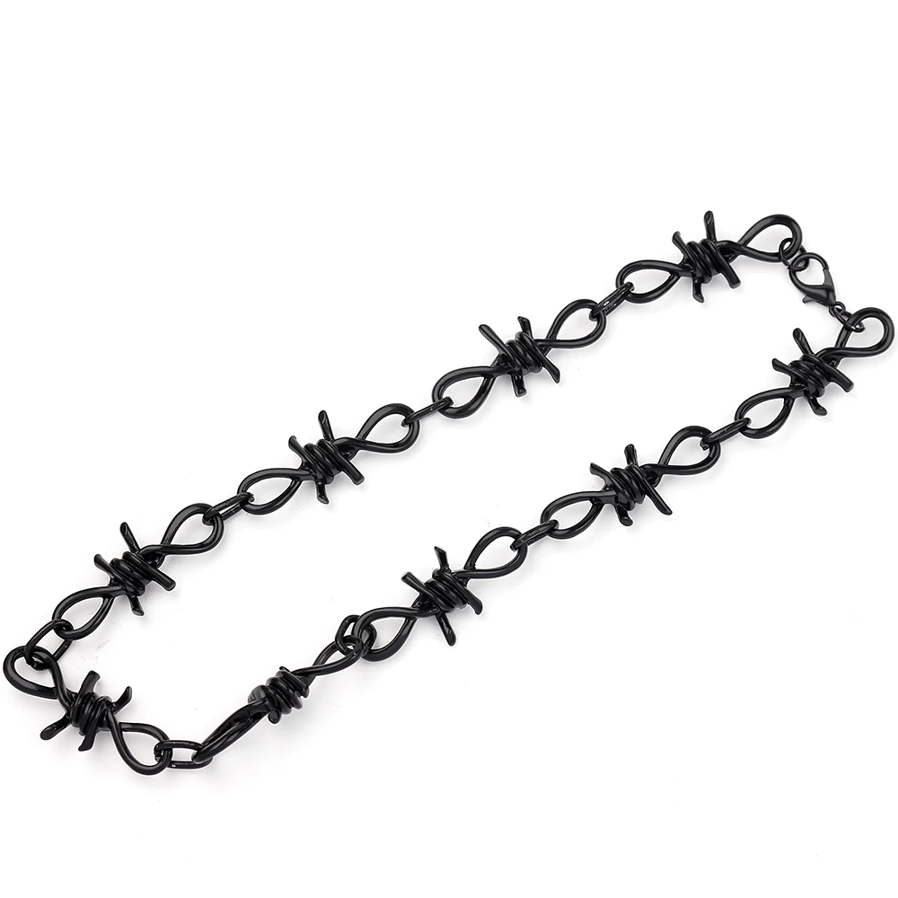 Black Hip-hop Gothic Punk Style Unisex Necklace Women Barbed Thorns Chain Choker Gifts