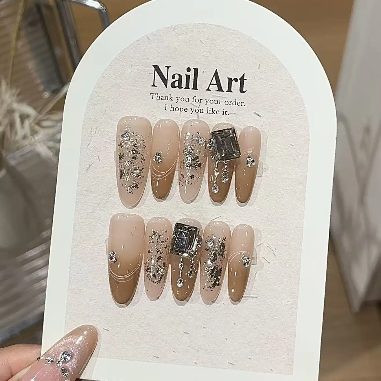 10 قطع الراقية الخريف والشتاء لون الشمبانيا، كومة تألق الماس ثلاثي الأبعاد مربع الماس، عين القط التدرج #2