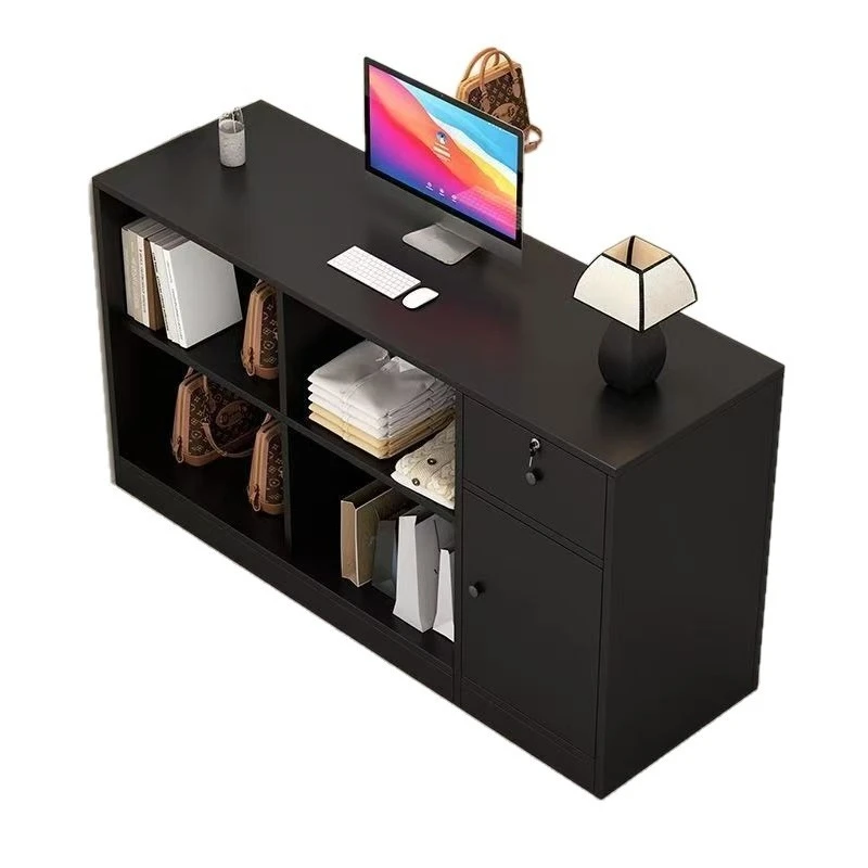 Small Front Reception Desk Multifunctional Checkout Counter Table, Retail Display Stand for Clothing Store Beauty Salon Office - view 5
