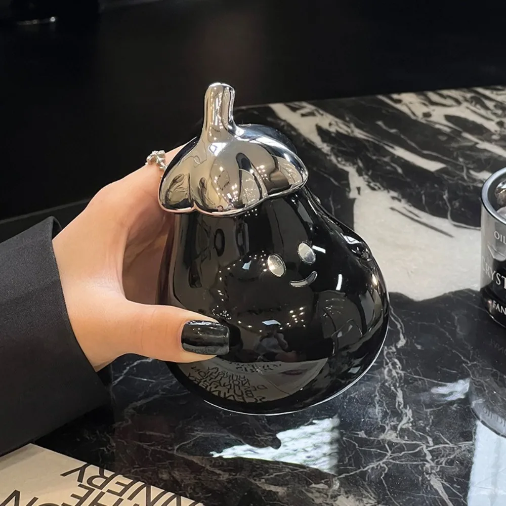 

Cute Ceramic Eggplant Toothpick Box Decorative Multi-Functional Dental Floss Box Cartoon Toothpick Can Office Desktop