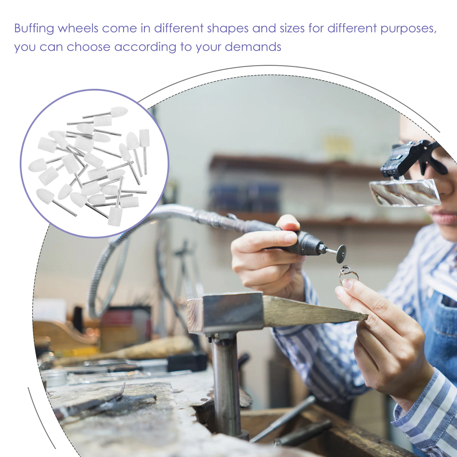 

25Pcs Wool Felt Grinding Polishing Bits Set Buffing Wheels for Nail Watch Jewelry Polishing Tool Kit Jewelry Polish