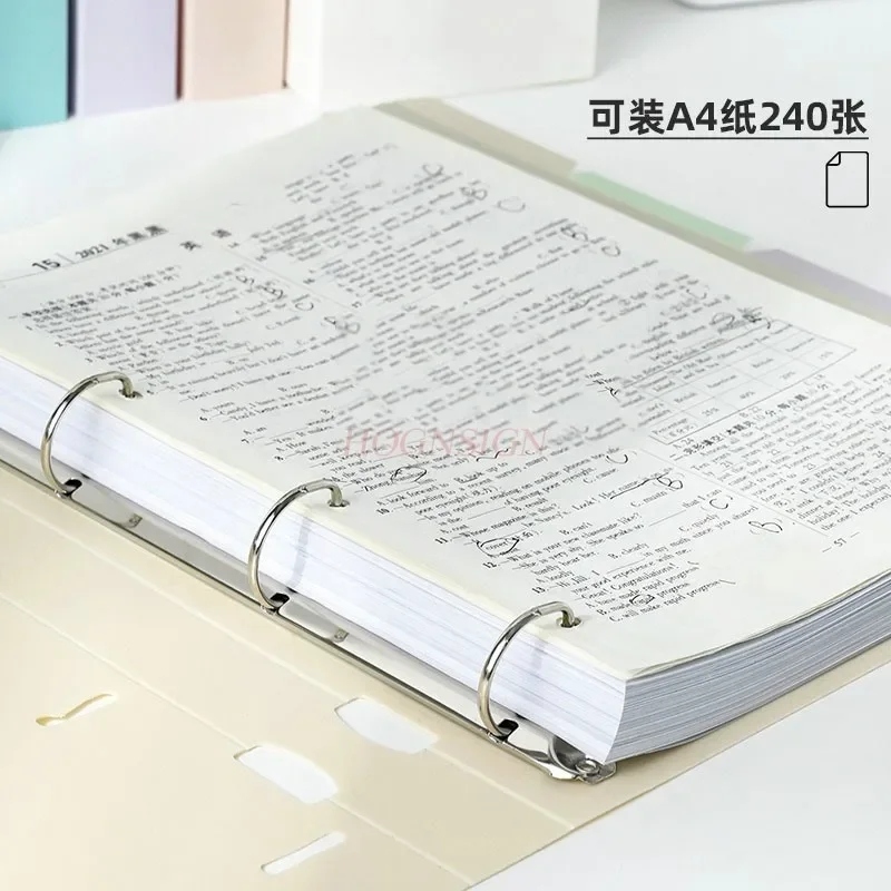 A4 folder, four hole punched binder, test paper storage tool,detachable shell, transparent information booklet