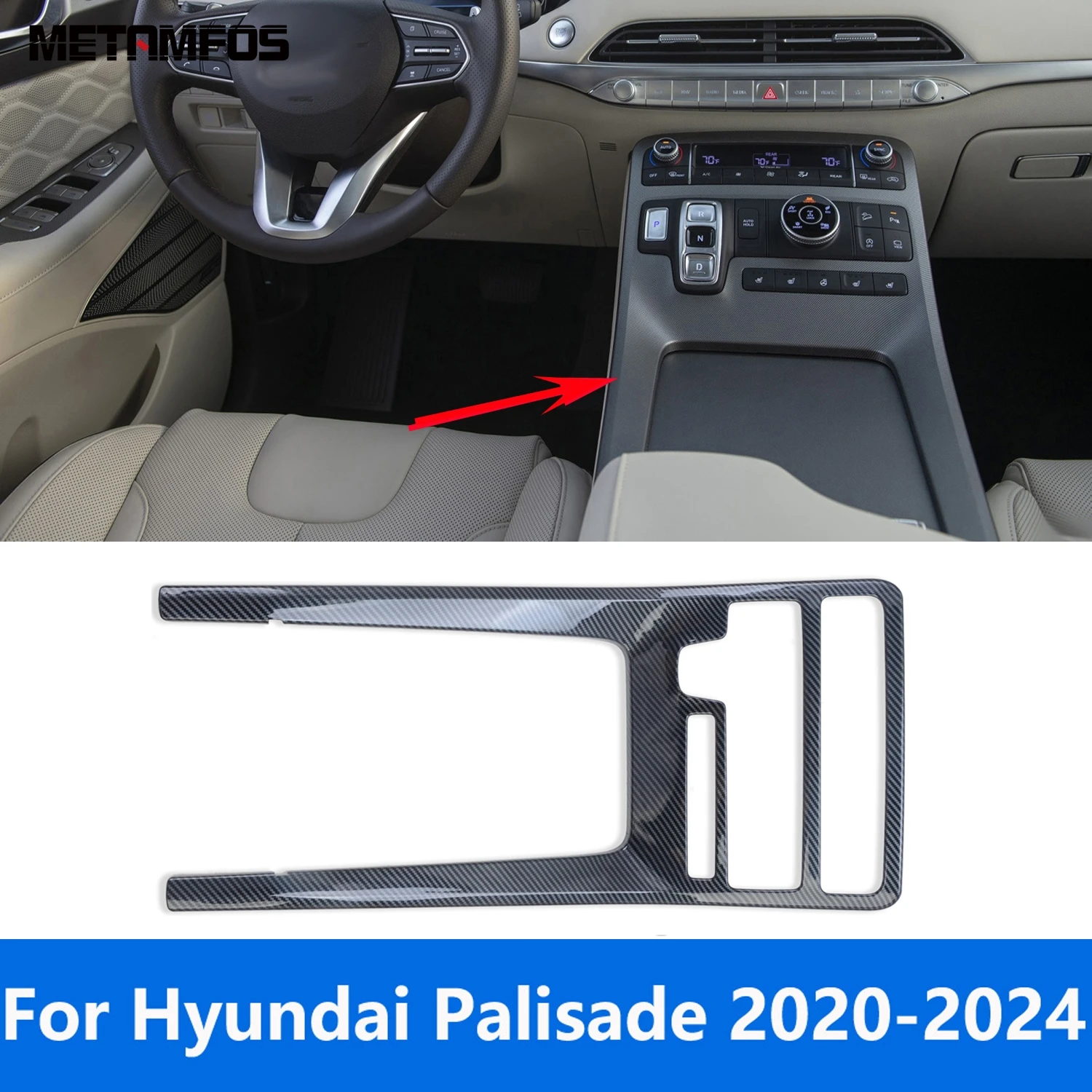 For Hyundai Palisade 2020-2023 2024 Carbon Fiber Center Console Gear Shift Box Panel Cover Trim Interior Accessories Car Styling