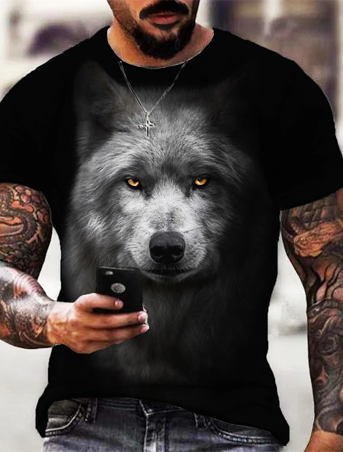 Animal Pattern Mens T Shirt 3D Barbarian Bear Short Sleeve Fashion Personalized T Shirt Loose Oversized T Shirt Men\'s Clothing