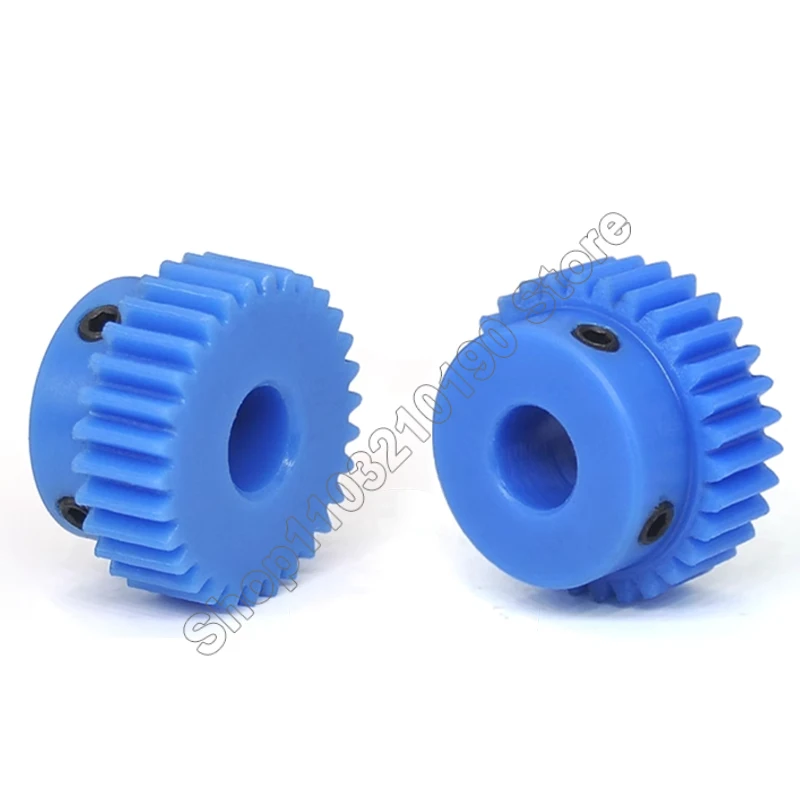 1Mod Blue Nylon Spur Gear 1M Pinion Gear 32-50 Teeth Plastic 1 Modulu Motor Gear With Step Bore 6 8 10 12 14 15 16 17 18 19 20mm