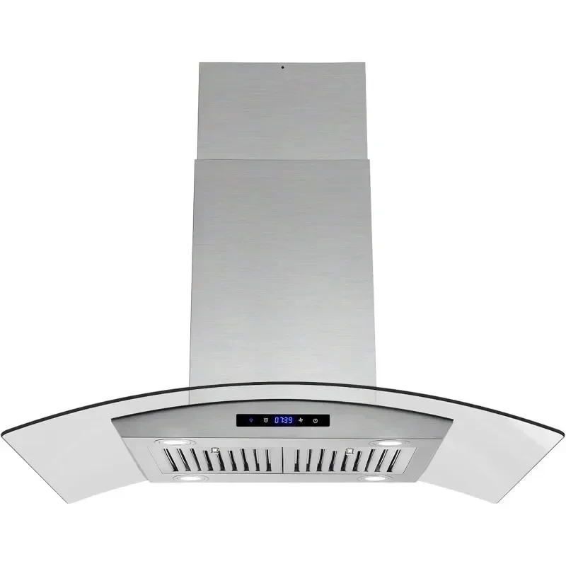 

Island Range Kitchen Vent Hood with Tempered Glass,Touch Control,Permanent Filter,Charcoal Filter,Stainless Steel,Ceiling Mount