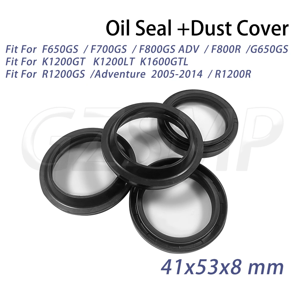 

Motorcycle Front Fork Damper Oil Seal 41x53x8 Dust Seal Fit for F650 2012 F650GS F800GS G650GS HP2 R1200RT K1600GT