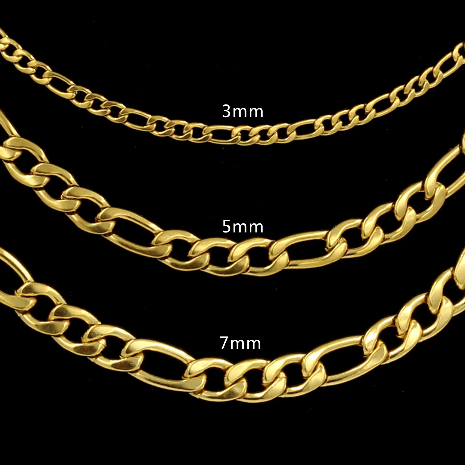 LUXUSTEEL Stainless Steel Figaro Chain Necklaces For Women Men 5MM/7M Long Collar hoker Wholesale Dropshipping