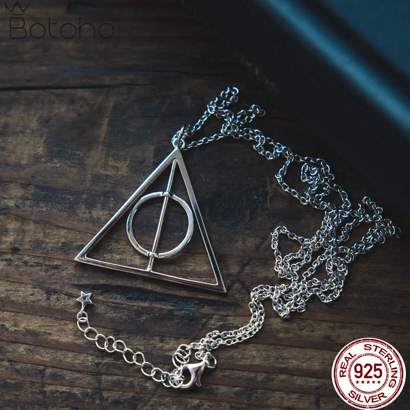 

Movie Cosplay Death Hallows Pendant Necklace 925 Sterling Silver Necklace Jewelry Accessory Men Women Birthday Christmas Gifts