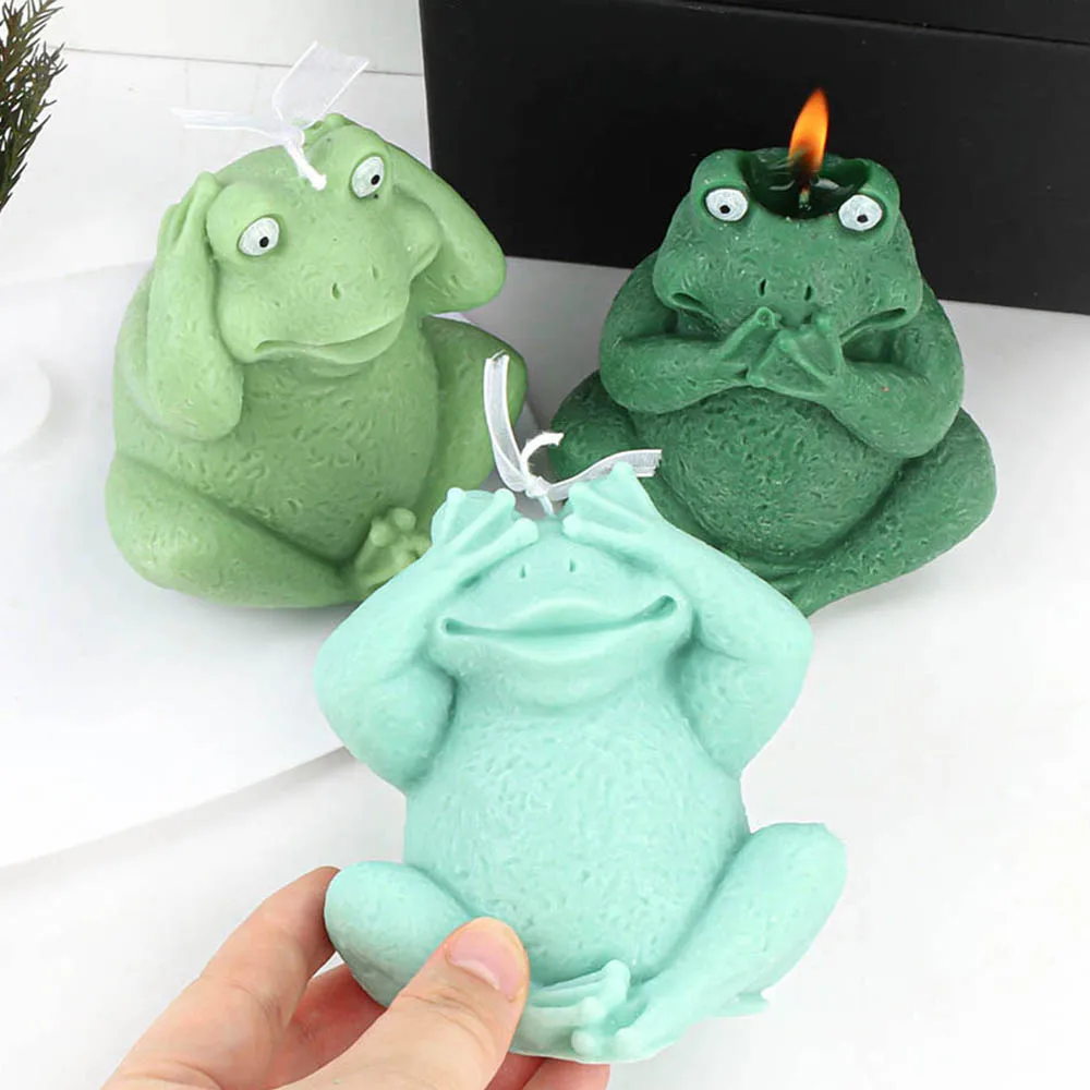 3D Silly Frogs Animal Candle Silicone Mold Three Style Frog Abstract Scented Candle Plaster Mould Soap Resin Casting Molds Decor