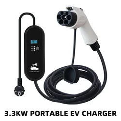 GBT-Carregador de Carro Monofásico, Portátil EV, Corrente, Ajustável, Veículo Elétrico Estação de Carregamento, 3.3KW, 16A, 3.5M Cabo