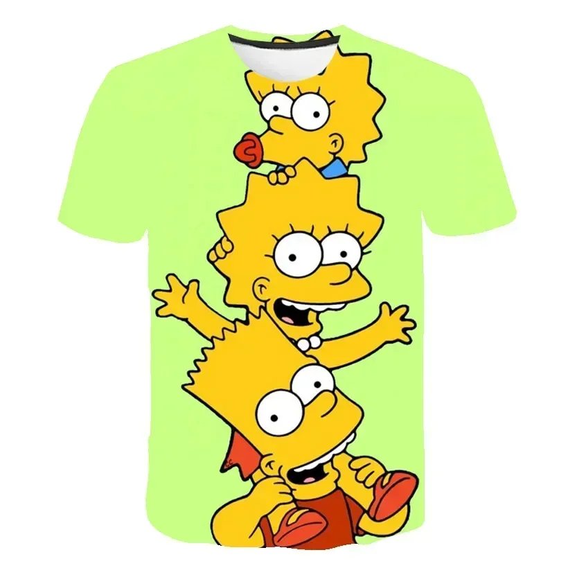 Disney Simpsons T-Shirts Cartoon Anime Simpson 3D Print Streetwear Men Women Fashion Oversized T Shirt Kids Boys Girls Tees Tops