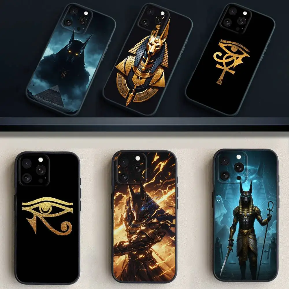

A-Anubis E-Egyptian-s God Phone Case For iPhone 16,15,14,13,12,11 Plus,Pro Max,XS,X,XR,SE,Mini,8,7,Soft Silicone Black Cover
