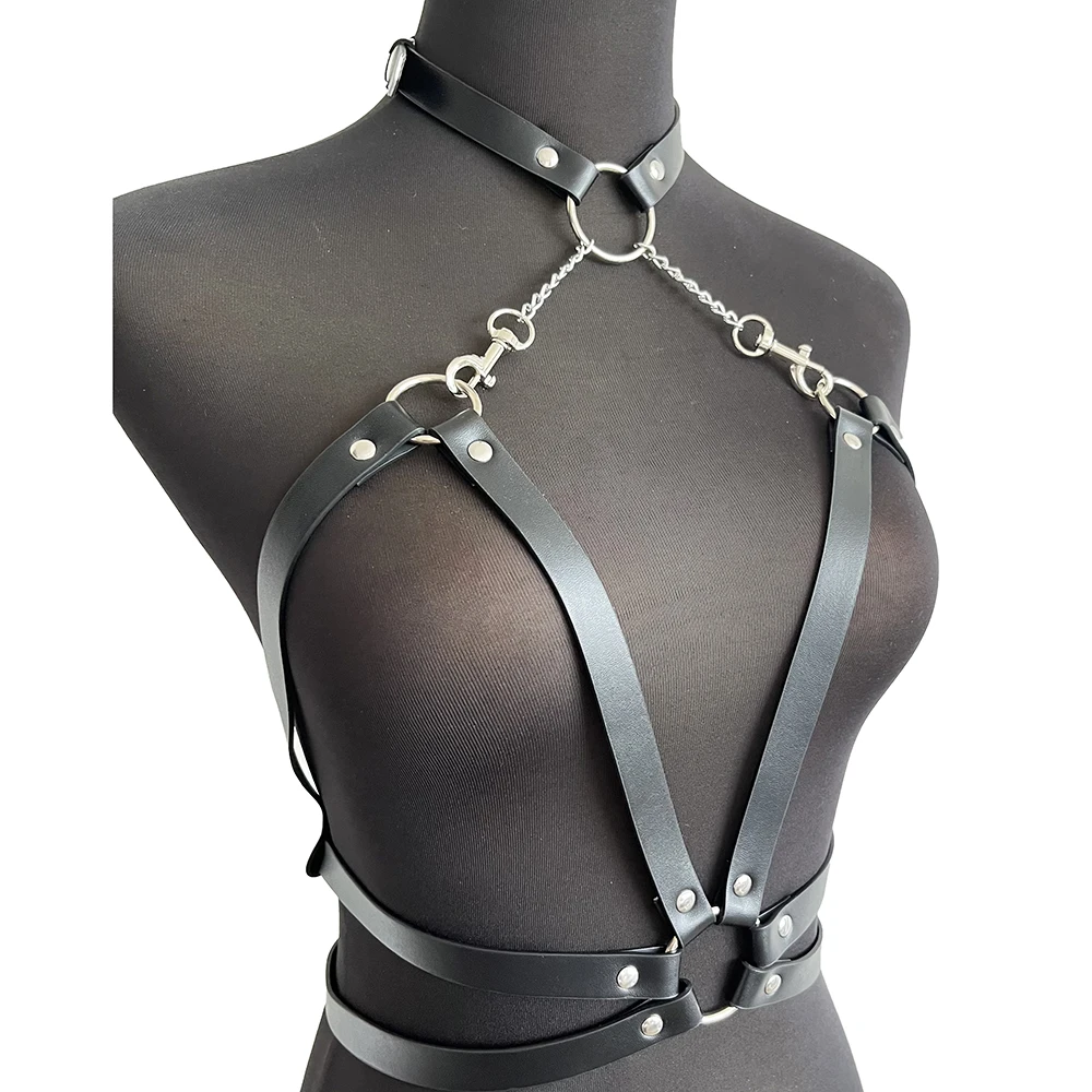 Harnais à chaîne en cuir pour femmes, sous-vêtements, ceinture de Bondage réglable, cou et soutien-gorge, Lingerie gothique, ceintures de taille, nouvelle collection